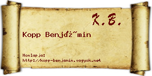Kopp Benjámin névjegykártya
